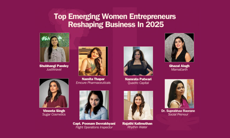 Emerging Women Entrepreneurs, JustWravel, Ghazal Alagh, Namita Thapar, Namrata Patwari, Vineeta Singh’s Bold Bet, Capt. Poonam Devrakhyani, Rajathi Kalimuthan, Dr. Suprabhaa Raorane